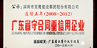 集團(tuán)公司連續(xù)五年榮獲“廣東省守合同重信用企業(yè)”榮譽(yù)稱號